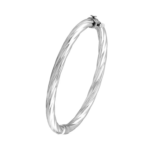 Sterling Silver Twisted Oval Bangle