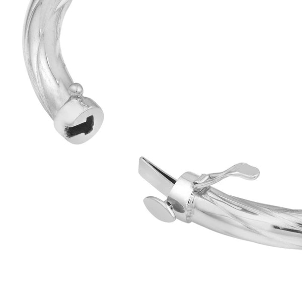 Sterling Silver Twisted Oval Bangle