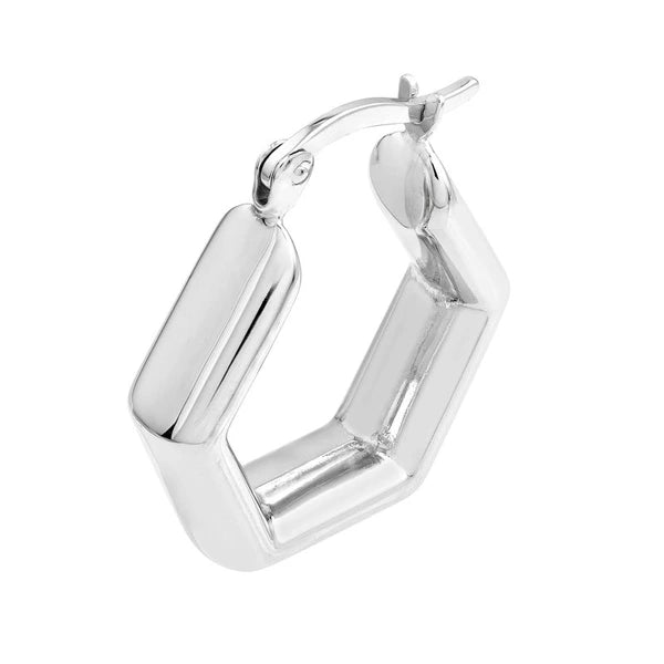 Sterling Silver Pentagon Hoop Earrings
