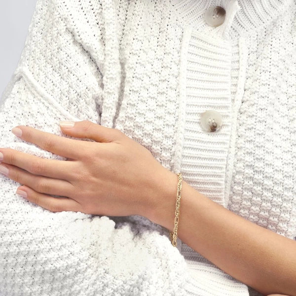 Polished Textured (2+1) Link Chain