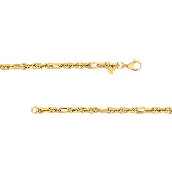 Polished Textured (2+1) Link Chain