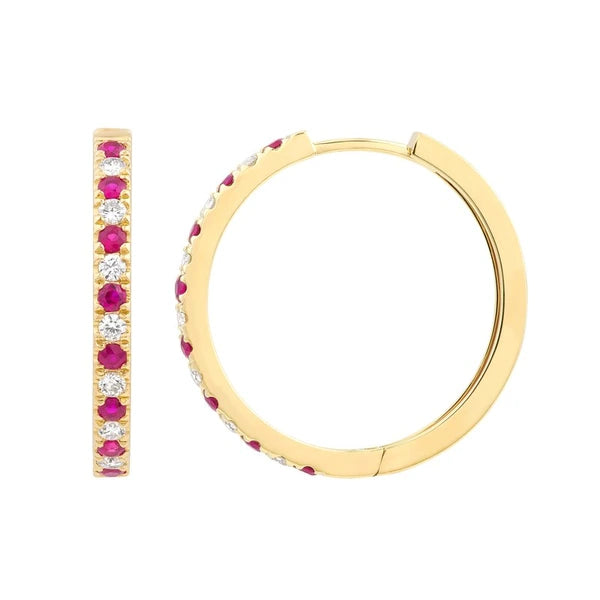 Ruby & Diamond Hoop Earrings (3/8tcw)