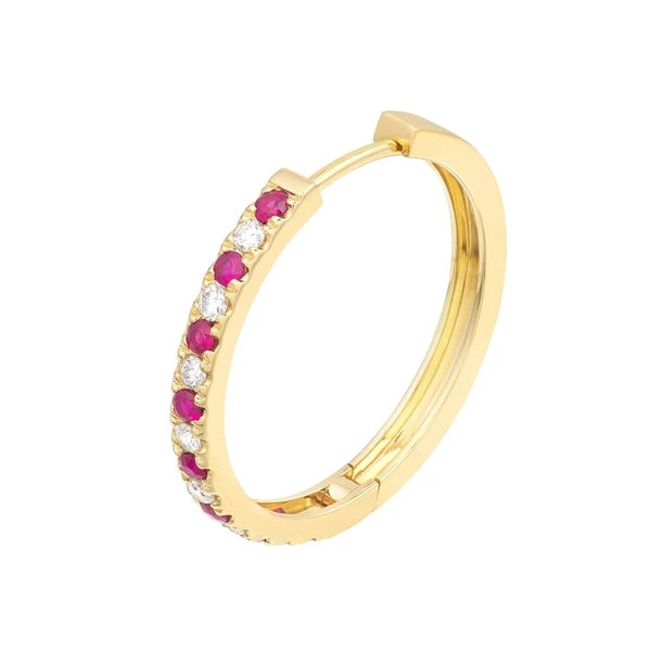Ruby & Diamond Hoop Earrings (3/8tcw)