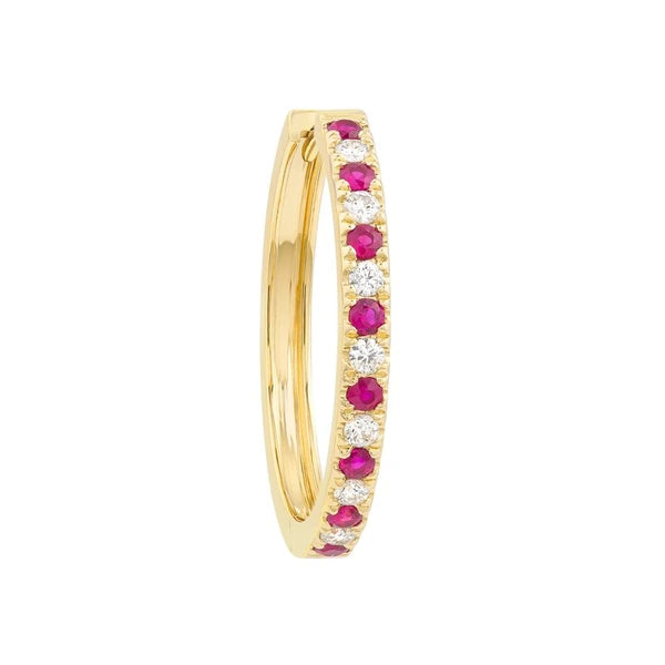 Ruby & Diamond Hoop Earrings (3/8tcw)