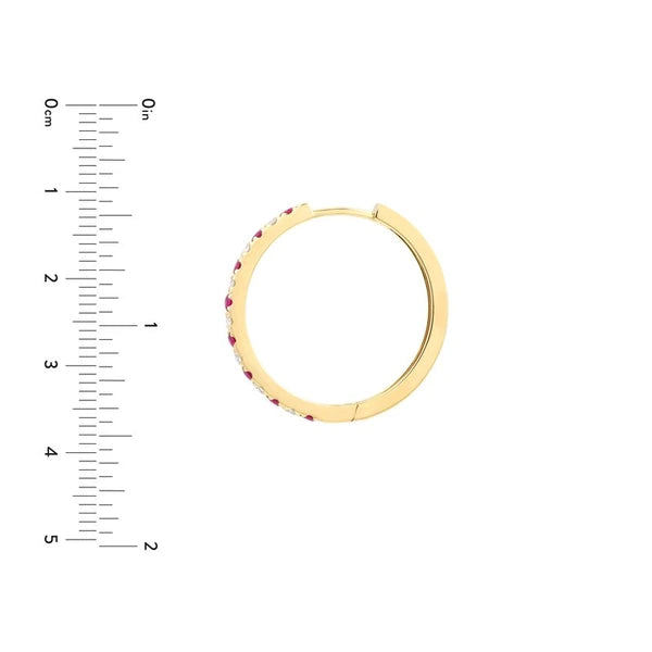 Ruby & Diamond Hoop Earrings (3/8tcw)