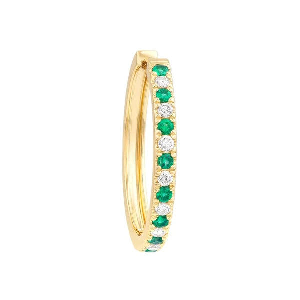 Emerald & Diamond Hoop Earrings (3/8tcw)