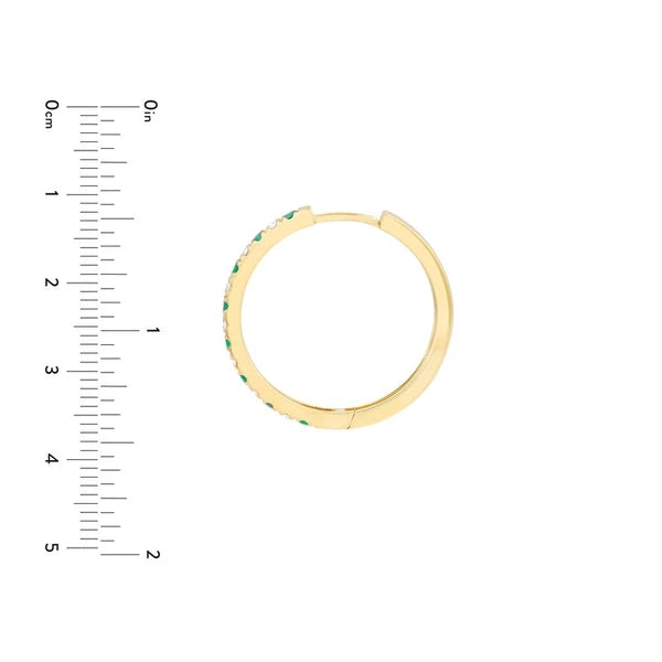 Emerald & Diamond Hoop Earrings (3/8tcw)