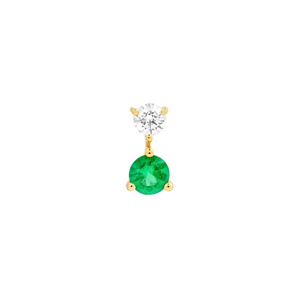 Emerald & Diamond Stud Earrings (1/8tcw)