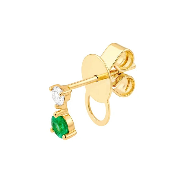 Emerald & Diamond Stud Earrings (1/8tcw)