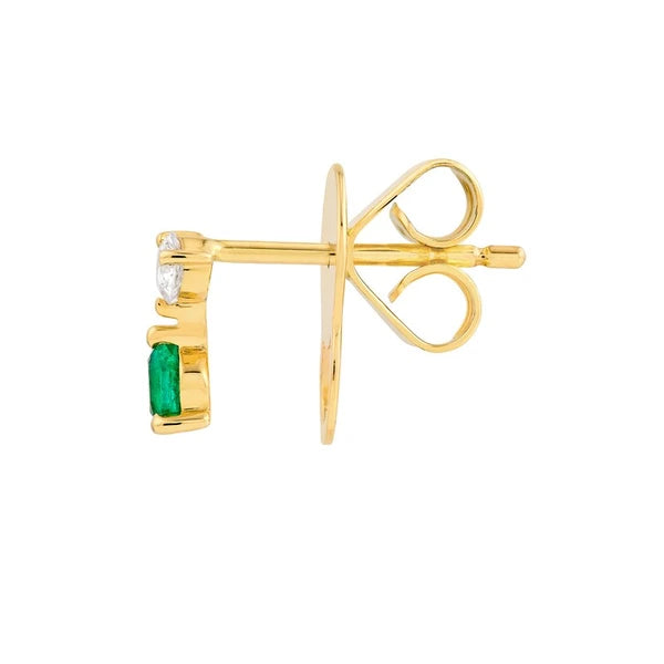 Emerald & Diamond Stud Earrings (1/8tcw)