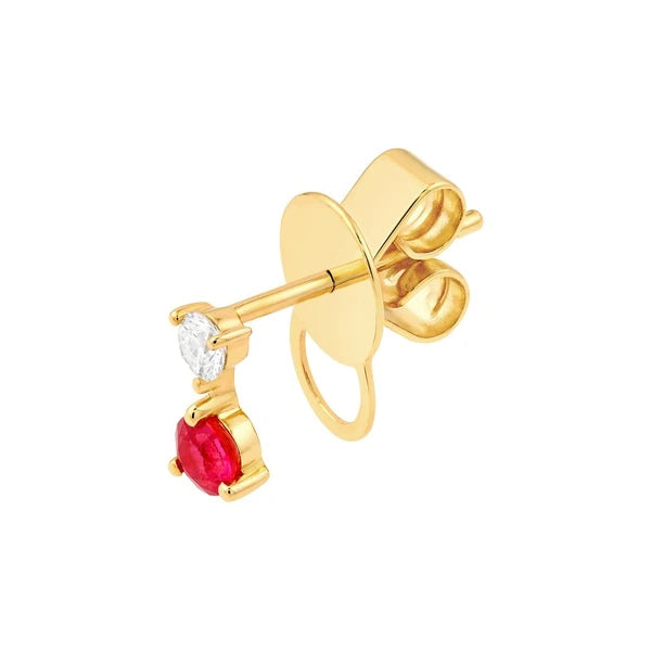 Ruby & Diamond Stud Earrings (1/8tcw)