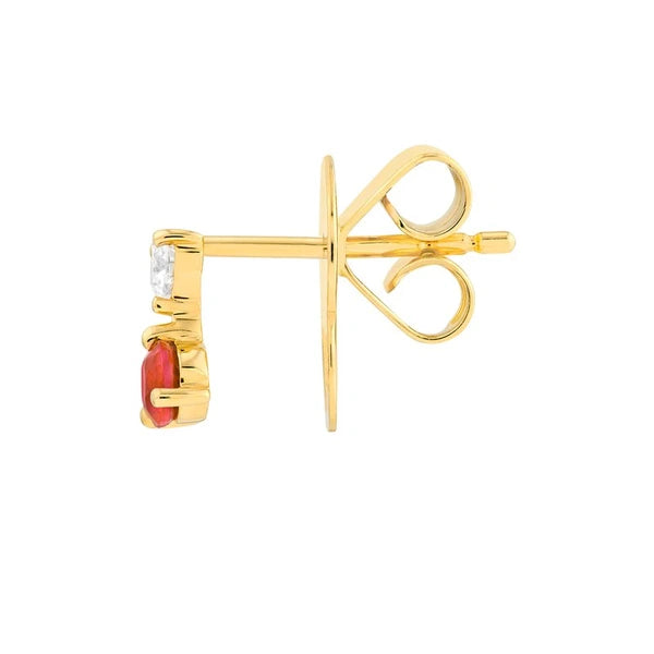 Ruby & Diamond Stud Earrings (1/8tcw)