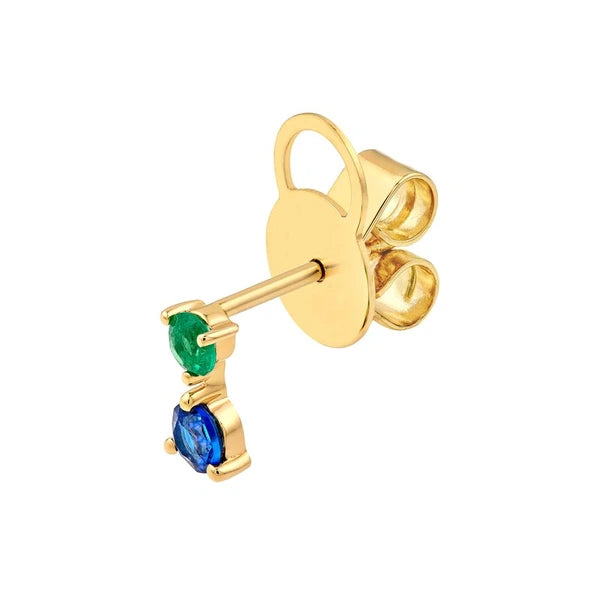 Emerald & Sapphire Stud Earrings