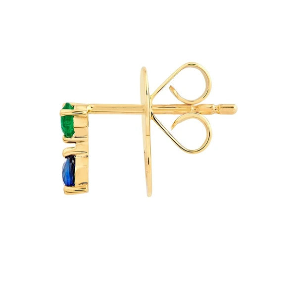 Emerald & Sapphire Stud Earrings