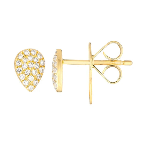 Diamond Pavé Pear Stud Earrings (1/8tcw)