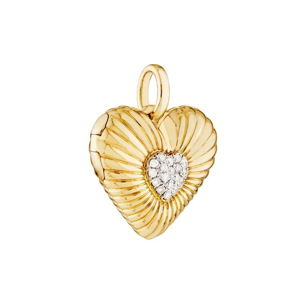 Pavé Diamond Fluted Heart Locket (1/15tcw)