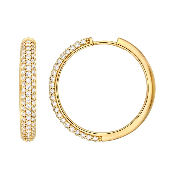 3 Row Diamond Pavé Hoop Earrings (1-1/3tcw)