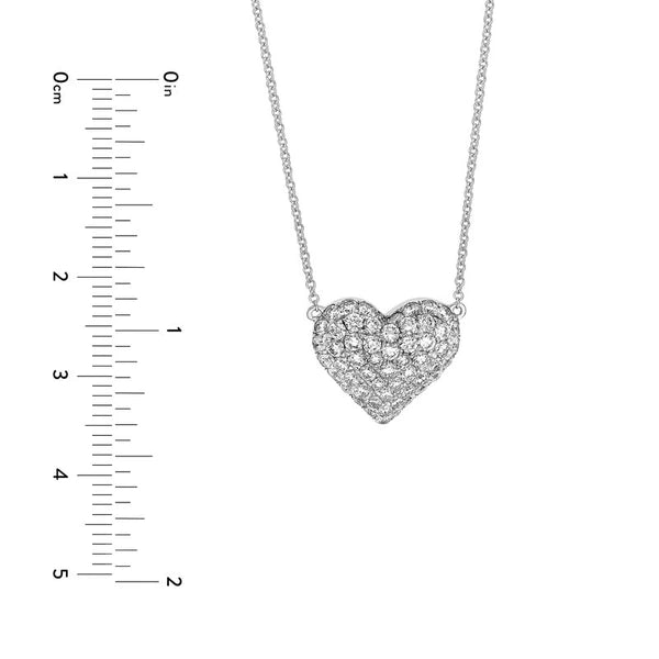 Diamond Pavé Heart Necklace (1-1/5tcw) in White Gold