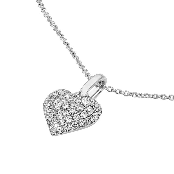 Pavé Diamond Heart Pendant (3/8tcw) in White Gold