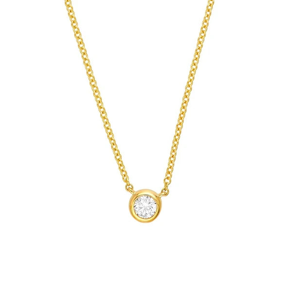 Bezel Set Round Diamond Necklace (1/10tcw)