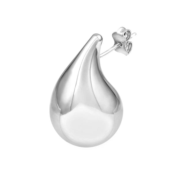 Sterling Silver Puff Teardrop Earrings