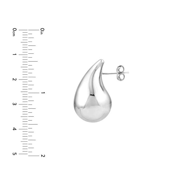 Sterling Silver Puff Teardrop Earrings