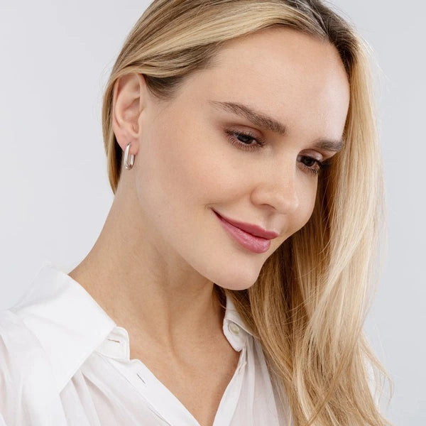 Sterling Silver Oval Hoop Earrings