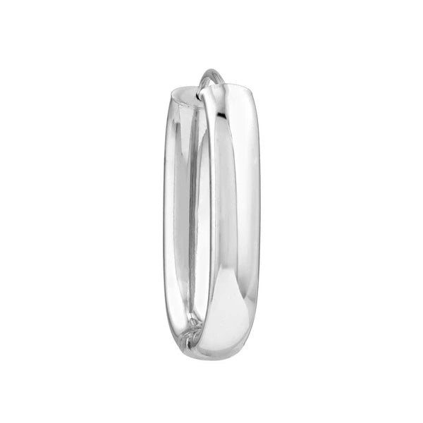 Sterling Silver Long Oval Hoop Earrings