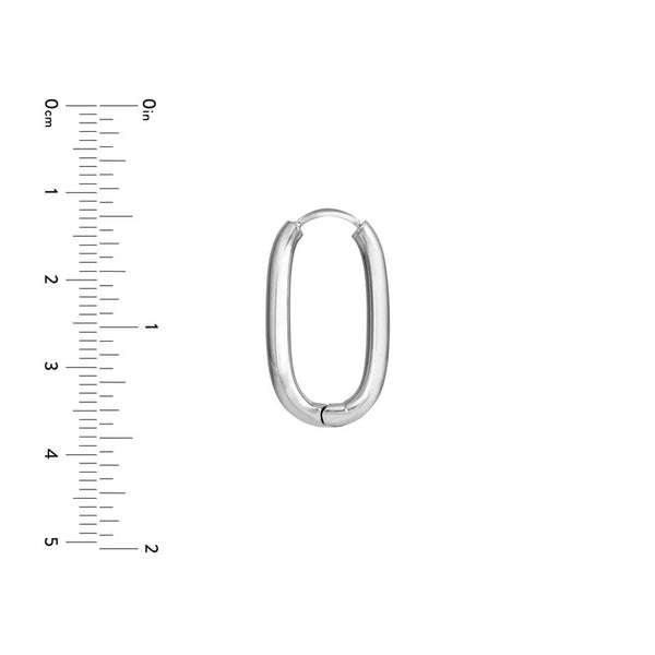Sterling Silver Long Oval Hoop Earrings