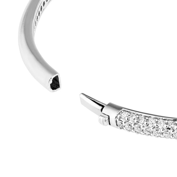 Diamond Pavé Teardrop Bypass Bangle in White Gold