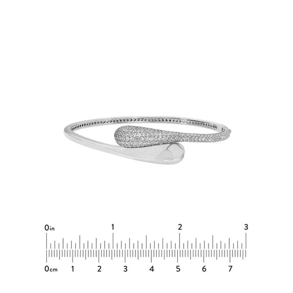 Diamond Pavé Teardrop Bypass Bangle in White Gold