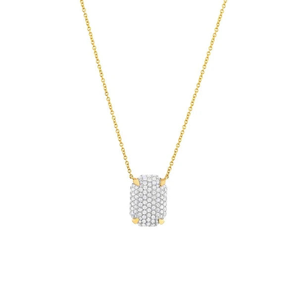 Diamond Pavé Rectangle Pendant Necklace