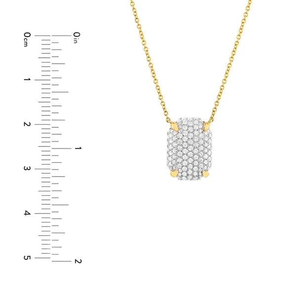 Diamond Pavé Rectangle Pendant Necklace