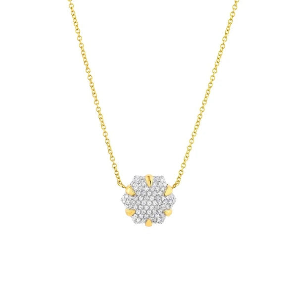 Diamond Pavé Hexagon Pendant Necklace