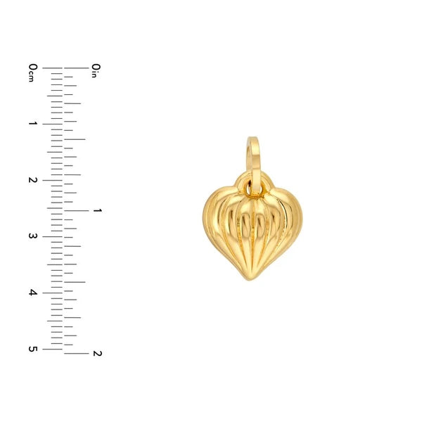 Puffy Fluted Heart Pendant