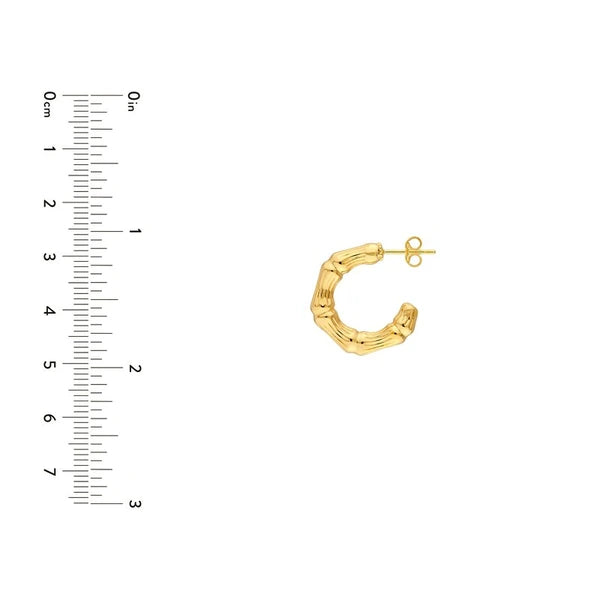Fluted Bamboo Open Hoop Earrings