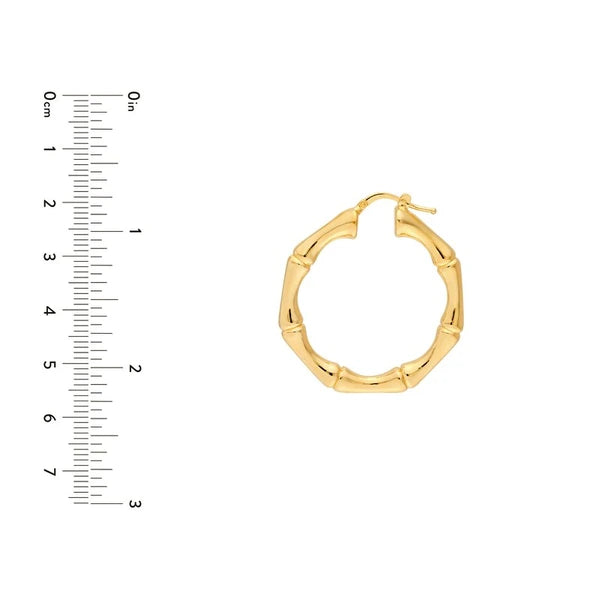 Polished Bamboo Round Hoop Earrings