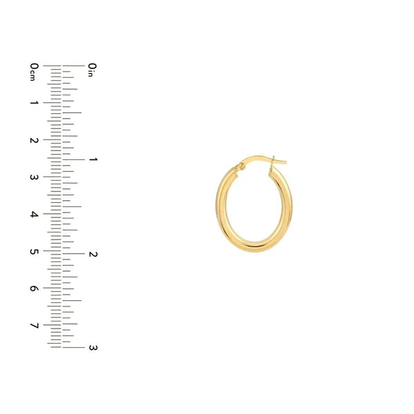 3mm Oval 20x15 Polish Tube Hoop Earrings