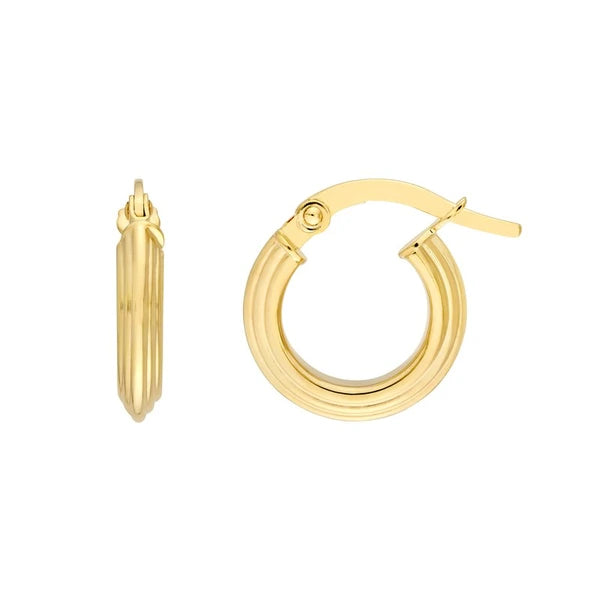 8mm Triangle Tube Hammered Round Hoop Earrings