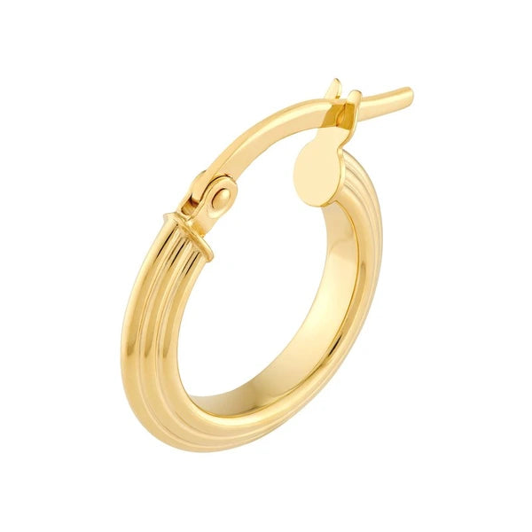 10mm Triangle Tube Hammered Round Hoop Earrings