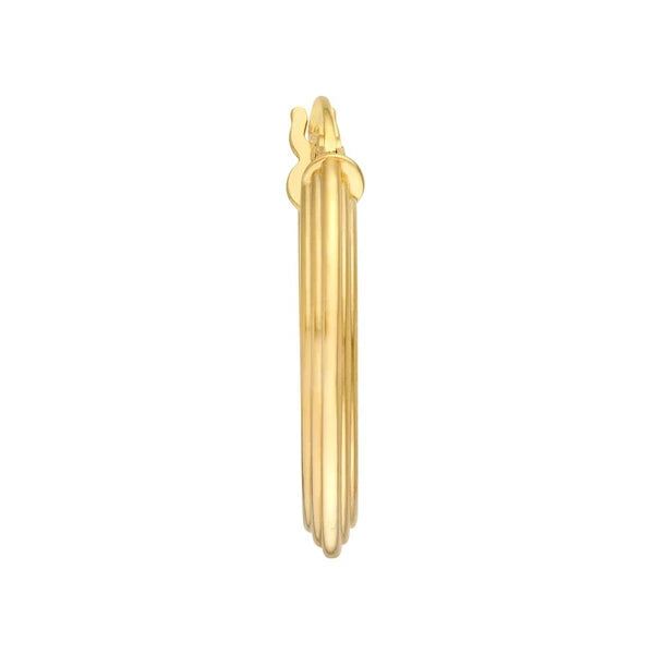 15mm Triangle Tube Hammered Round Hoop Earrings