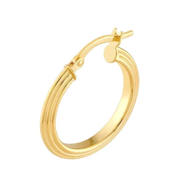 15mm Triangle Tube Hammered Round Hoop Earrings