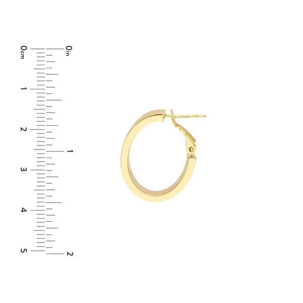 15mm Rectangle Tube Oval Hoop Earrings