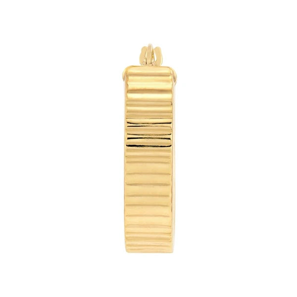 Ridged Rectangular Tube Hoop Earrings