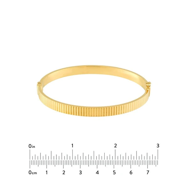 D/C Ridged Rectangle Tube Bangle Bracelet