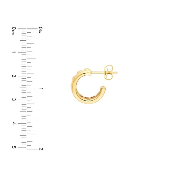 Beaded and Polished Open Hoop Earrings
