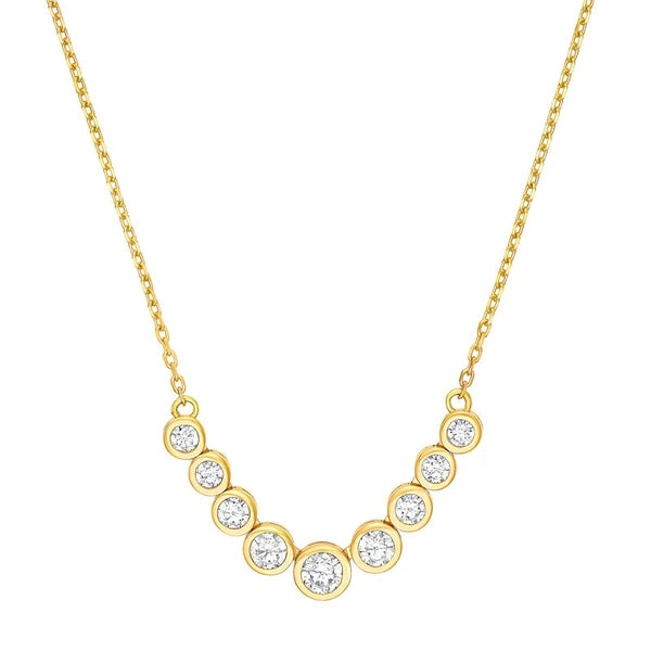 Bezel Set 9 Stone Graduated Diamond Neckace
