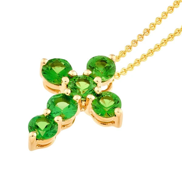 Tsavorite Stone Cross Pendant