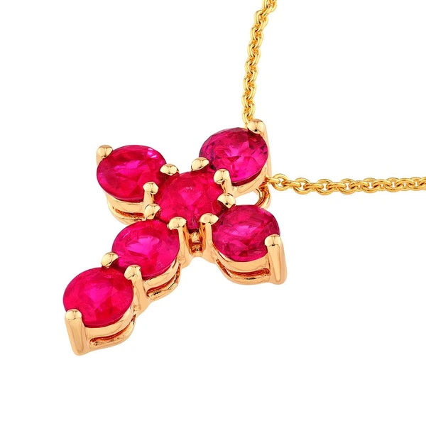 Ruby Stone Cross Pendant