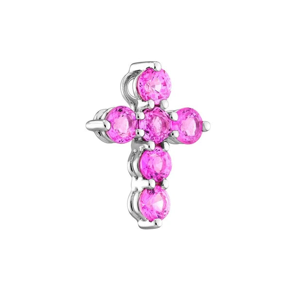 Pink Sapphire Stone Cross Pendant